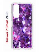 Чехол-накладка Huawei P Smart 2021 Kruche Print Purple leaves