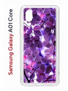 Чехол-накладка Samsung Galaxy A01 Core Kruche Print Purple leaves