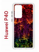 Чехол-накладка Huawei P40 (583862) Kruche PRINT Neon leaves