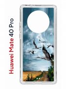 Чехол-накладка Huawei Mate 40 Pro (593961) Kruche PRINT Журавли