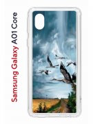 Чехол-накладка Samsung Galaxy A01 Core Kruche Print Журавли