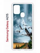 Чехол-накладка Samsung Galaxy A21S (587676) Kruche PRINT Журавли