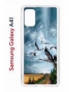 Чехол-накладка Samsung Galaxy A41 Kruche Print Журавли