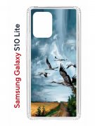 Чехол-накладка Samsung Galaxy S10 Lite Kruche Print Журавли