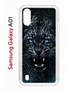 Чехол-накладка Samsung Galaxy A01/A015 Kruche Print Дикий леопард