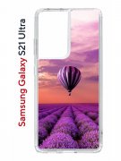 Чехол-накладка Samsung Galaxy S21 Ultra/S30 Ultra Kruche Print Лавандовый рай