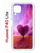 Чехол-накладка Huawei P40 Lite Kruche Print Pink heart