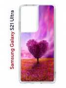 Чехол-накладка Samsung Galaxy S21 Ultra Kruche Print Pink heart
