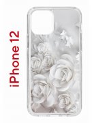 Чехол-накладка iPhone 12/12 Pro Kruche Print White roses