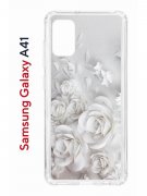 Чехол-накладка Samsung Galaxy A41 Kruche Print White roses