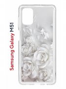 Чехол-накладка Samsung Galaxy M51 Kruche Print White roses