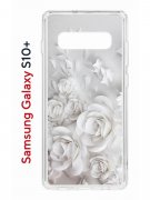 Чехол-накладка Samsung Galaxy S10+ Kruche Print White roses