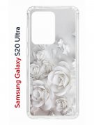 Чехол-накладка Samsung Galaxy S20 Ultra Kruche Print White roses
