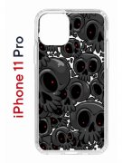Чехол-накладка iPhone 11 Pro Kruche Print Skull gray