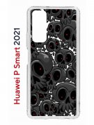 Чехол-накладка Huawei P Smart 2021 Kruche Print Skull gray