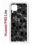 Чехол-накладка Huawei P40 Lite  (588940) Kruche PRINT Skull gray