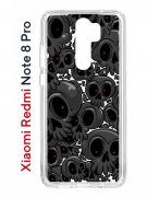 Чехол-накладка Xiaomi Redmi Note 8 Pro Kruche Print Skull gray
