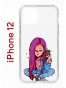 Чехол-накладка Apple iPhone 12  (588925) Kruche PRINT Pink Hair