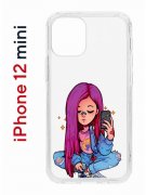 Чехол-накладка iPhone 12 mini Kruche Print Pink Hair