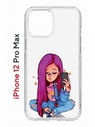 Чехол-накладка iPhone 12 Pro Max Kruche Print Pink Hair