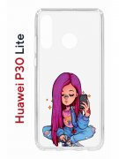Чехол-накладка Huawei P30 Lite (585137) Kruche PRINT Pink Hair