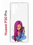 Чехол-накладка Huawei P30 Pro Kruche Print Pink Hair