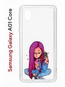 Чехол-накладка Samsung Galaxy A01 Core (593952) Kruche PRINT Pink Hair
