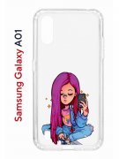 Чехол-накладка Samsung Galaxy A01/A015 Kruche Print Pink Hair