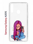 Чехол-накладка Samsung Galaxy A20S (588937) Kruche PRINT Pink Hair