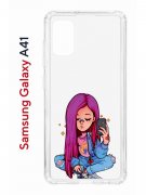 Чехол-накладка Samsung Galaxy A41 Kruche Print Pink Hair