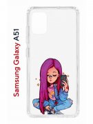Чехол-накладка Samsung Galaxy A51 (582691) Kruche PRINT Pink Hair
