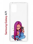 Чехол-накладка Samsung Galaxy A71 (582679) Kruche PRINT Pink Hair
