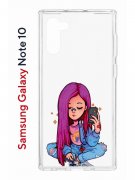 Чехол-накладка Samsung Galaxy Note 10 (580651) Kruche PRINT Pink Hair