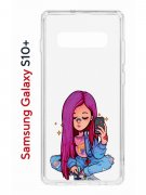 Чехол-накладка Samsung Galaxy S10+ (580661) Kruche PRINT Pink Hair