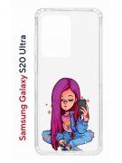 Чехол-накладка Samsung Galaxy S20 Ultra (582689) Kruche PRINT Pink Hair