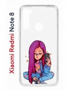 Чехол-накладка Xiaomi Redmi Note 8  (580659) Kruche PRINT Pink Hair