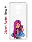 Чехол-накладка Xiaomi Redmi Note 9  (588931) Kruche PRINT Pink Hair
