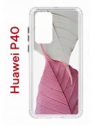Чехол-накладка Huawei P40 (583862) Kruche PRINT Pink and white