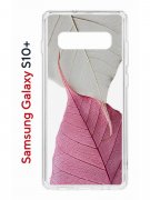 Чехол-накладка Samsung Galaxy S10+ Kruche Print Pink and white