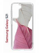 Чехол-накладка Samsung Galaxy S21 Kruche Print Pink and white