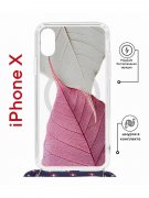 Чехол-накладка iPhone X/XS Kruche Magrope Print Pink and white