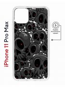 Чехол-накладка iPhone 11 Pro Max Kruche Magnet Print Skull gray