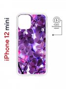 Чехол-накладка iPhone 12 mini Kruche Magnet Print Purple leaves