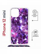 Чехол-накладка Apple iPhone 12 mini (598926) Kruche PRINT Purple leaves