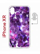Чехол-накладка iPhone XR Kruche Magnet Print Purple leaves