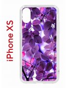 Чехол-накладка iPhone X/XS Kruche Print Purple leaves