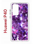 Чехол-накладка Huawei P40 (583862) Kruche PRINT Purple leaves