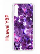 Чехол-накладка Huawei Y8P (588945) Kruche PRINT Purple leaves