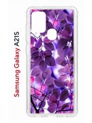 Чехол-накладка Samsung Galaxy A21S Kruche Print Purple leaves
