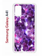 Чехол-накладка Samsung Galaxy A41 (587678) Kruche PRINT Purple leaves